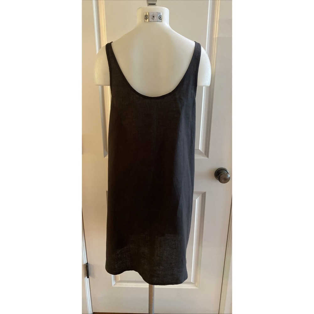 Oysho 100% Linen Dress Size Medium Black Knee Length Sundress Beach Resort - Picture 4 of 12